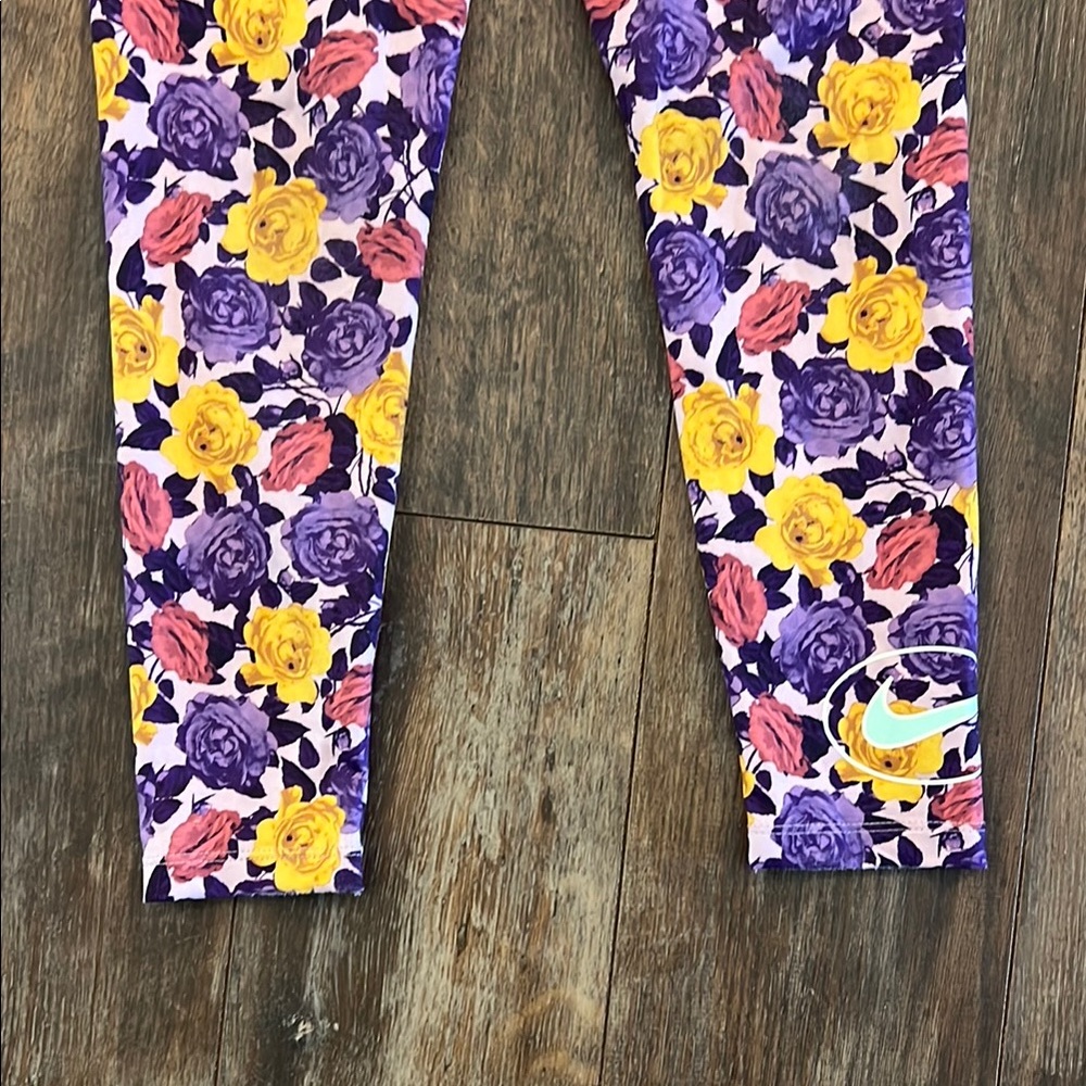 Nike Vibrant Purple and Yellow Floral Dri-fit Leggings - Picture 2 of 6